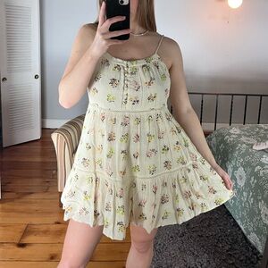 Urban Outfitters Cream Floral Mini Dress